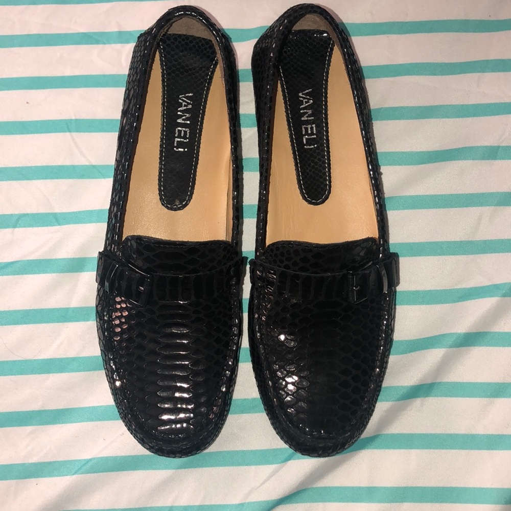 Sparkling snakeskin loafers.  Worn twice.